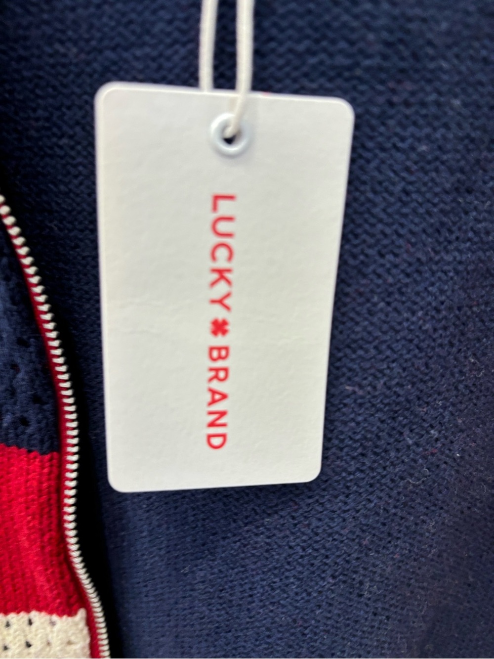 NWT Lucky Brand American Flag Knit Zip Hoodie Sweater - S - Picture 6 of 9